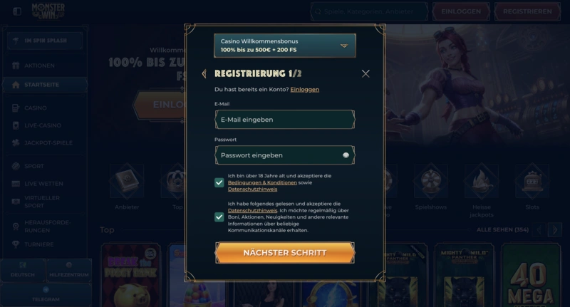 Monsterwin Login